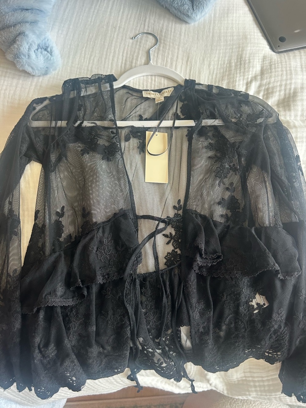Black Lace Sheer Robe - Picture 2 of 5